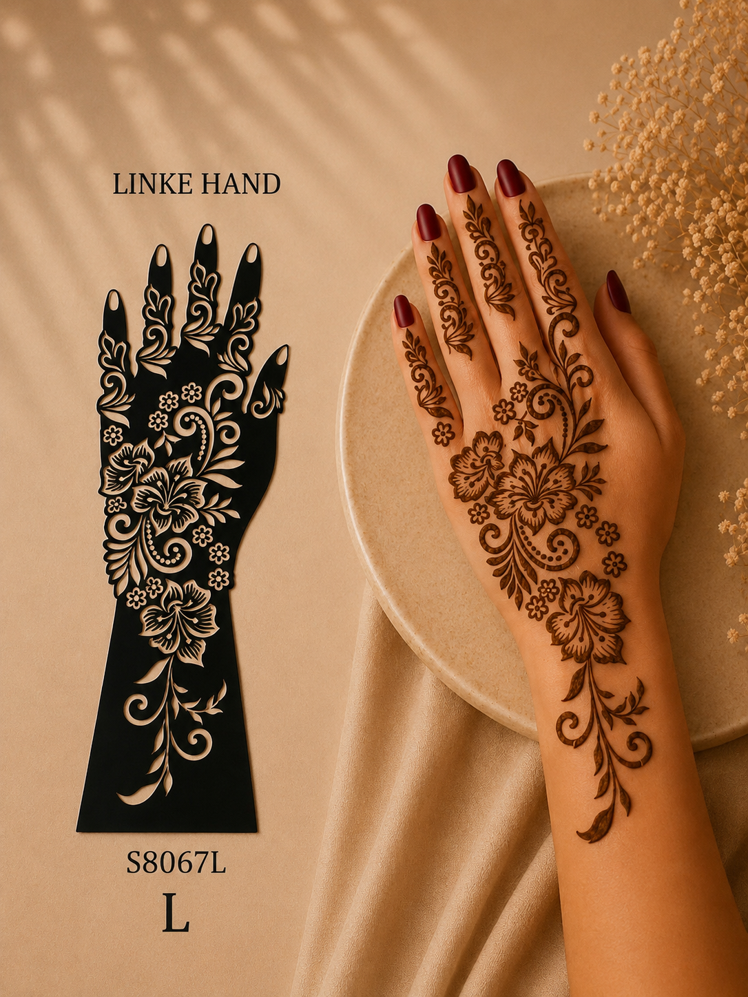 Layali Mehndi Henna Schablonen 1er– 2er Set für Hände & Körper