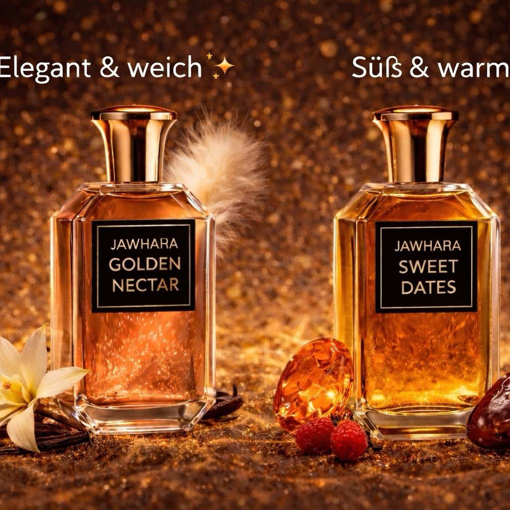 💎 JAWHARA Luxus Parfum 🌙 | Sweet Dates 🌴 Golden Nectar 🍯 Amberwood Nomad 🪵 | 100 ml Unisex Eau de Parfum