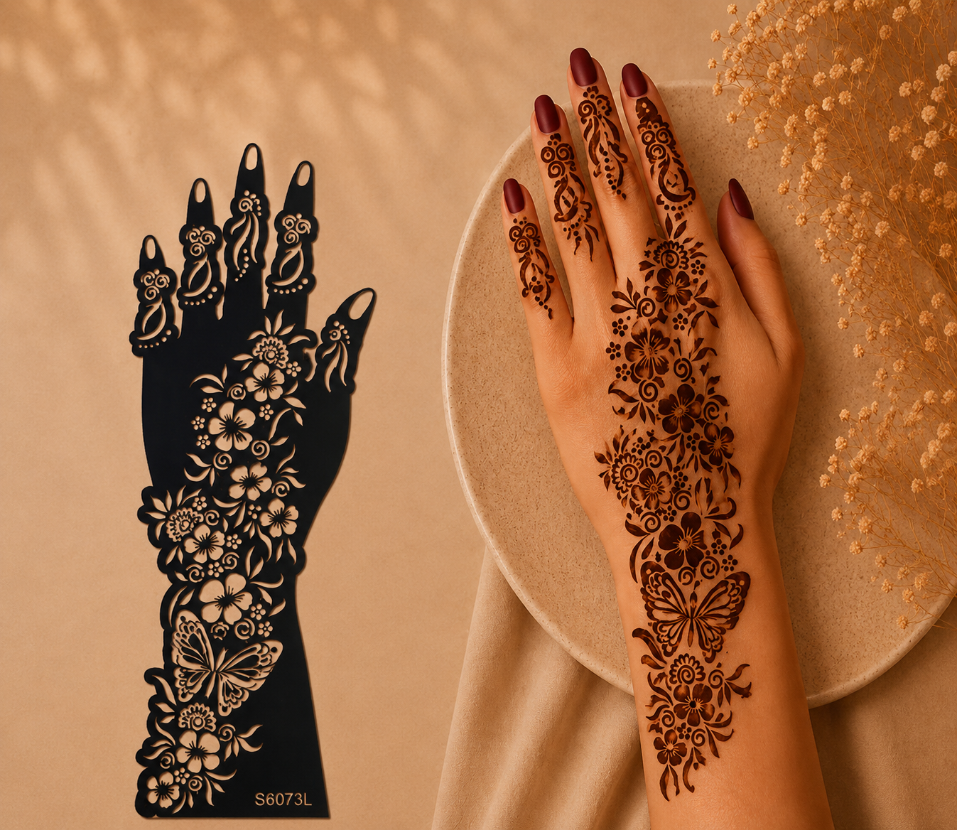 Layali Mehndi Henna Schablonen 1er– 2er Set für Hände & Körper