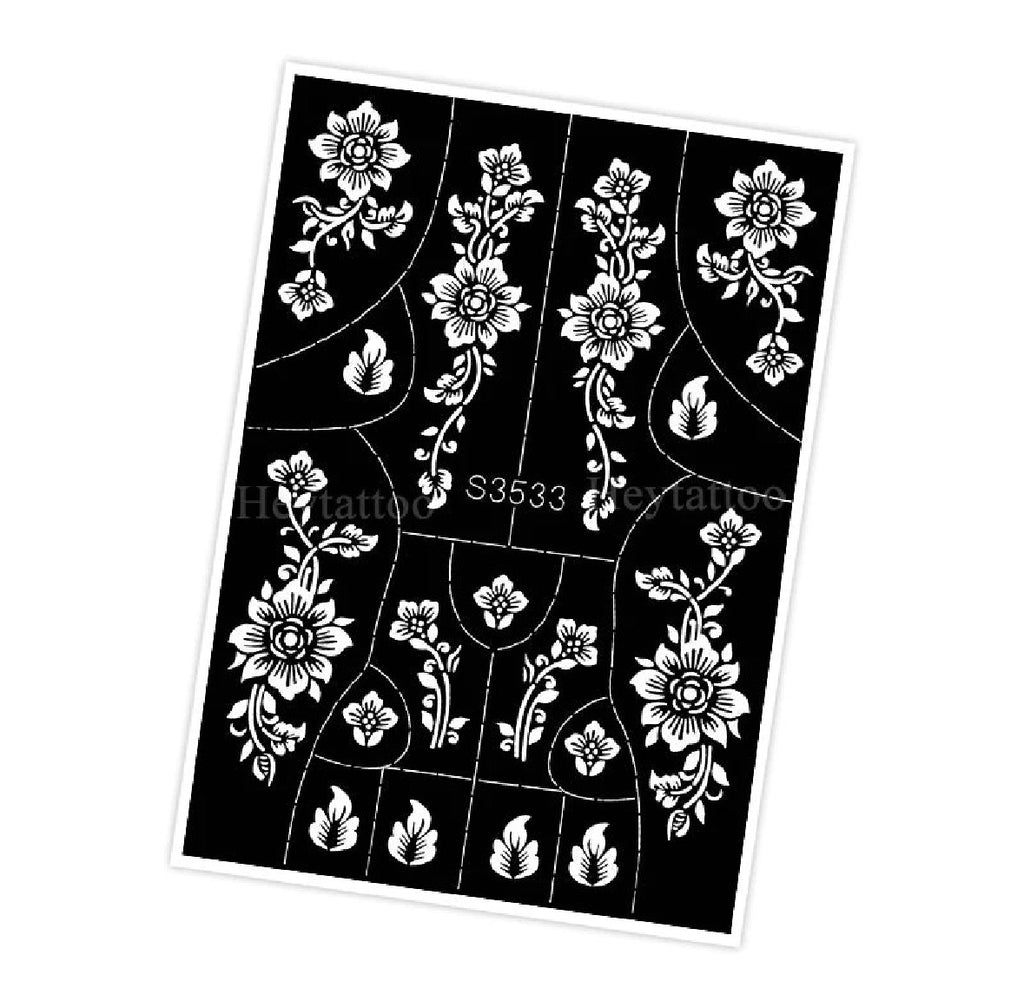 Layali Blumen-Henna Schablone – Waterproof Mehndi Design