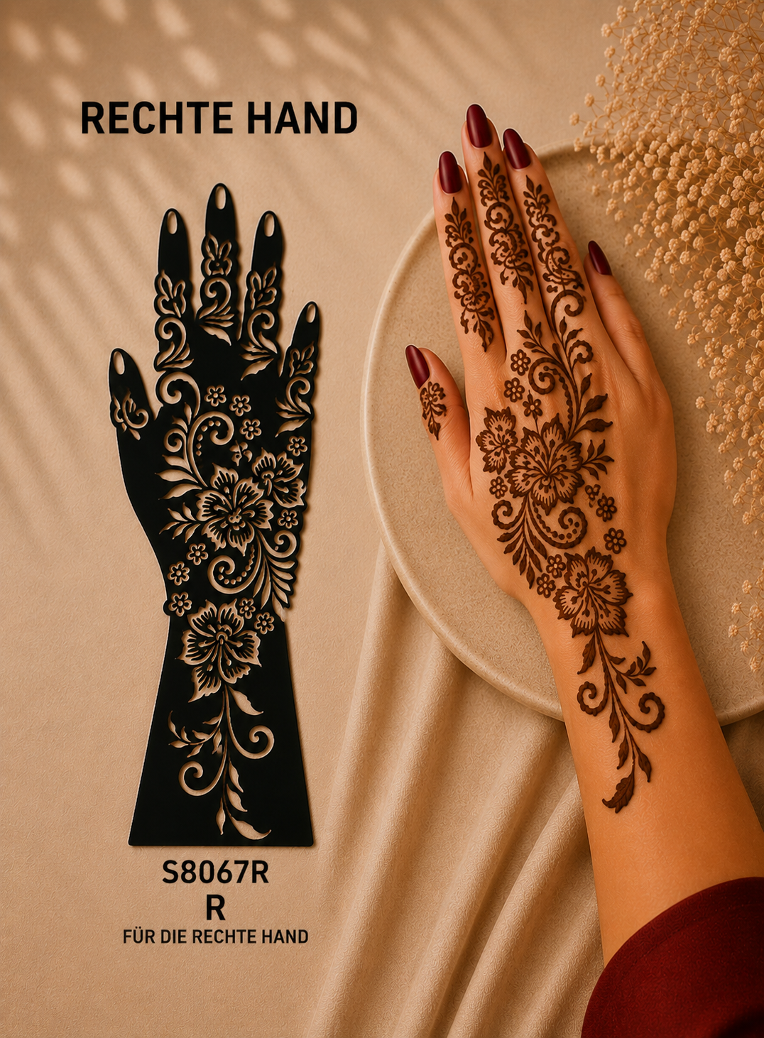 Layali Mehndi Henna Schablonen 1er– 2er Set für Hände & Körper