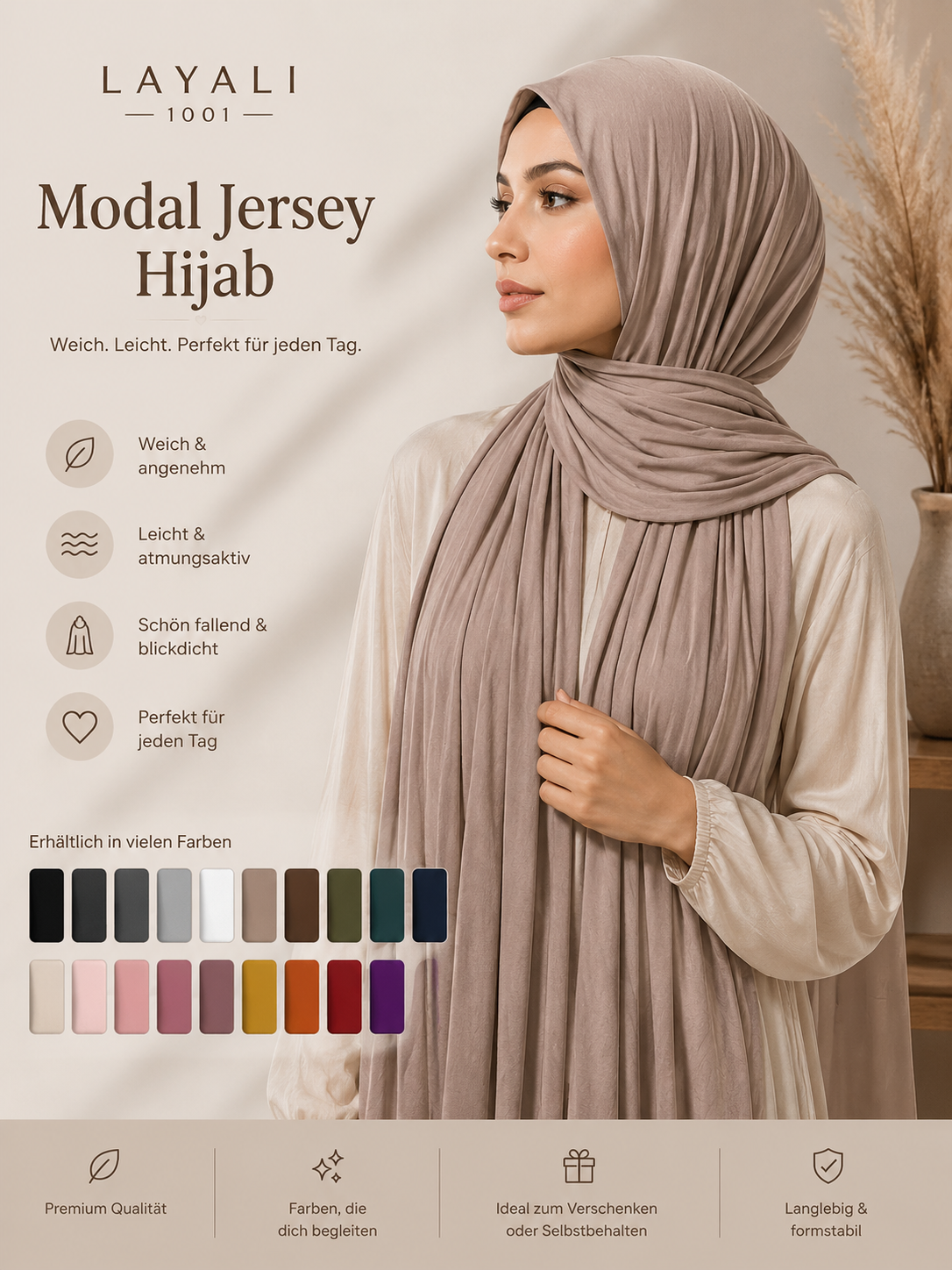 
🧕 Layali – Modal Jersey Hijab: Your Everyday Essential in Soft Quality quality