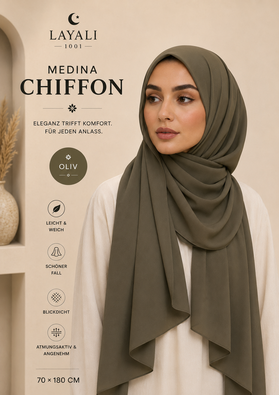 ✨ Layali Exclusive Collection – Medina Chiffon Hijab | Elegant Lightness for Everyday & Occasions