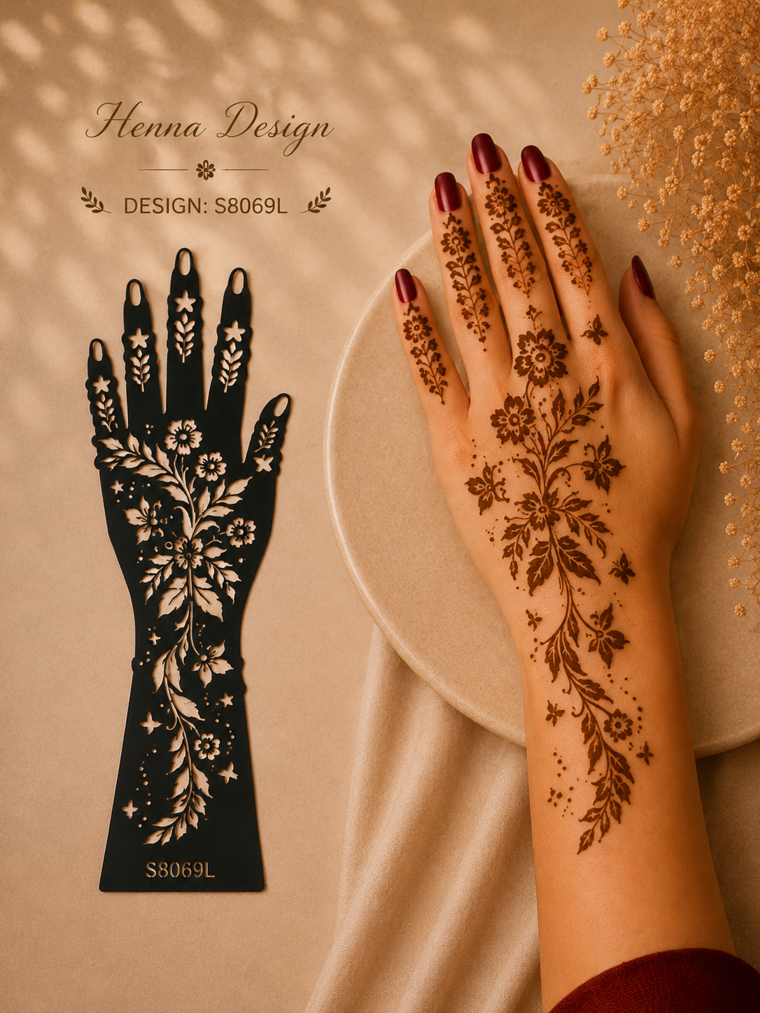 Layali Mehndi Henna Schablonen 1er– 2er Set für Hände & Körper