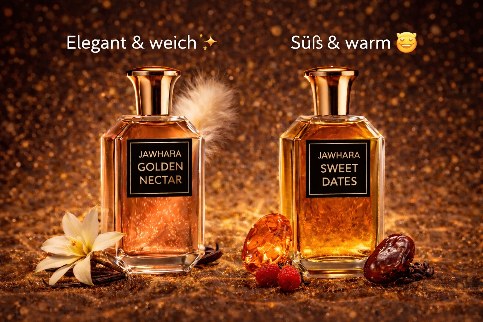 💎 JAWHARA Luxus Parfum 🌙 | Sweet Dates 🌴 Golden Nectar 🍯 Amberwood Nomad 🪵 | 100 ml Unisex Eau de Parfum