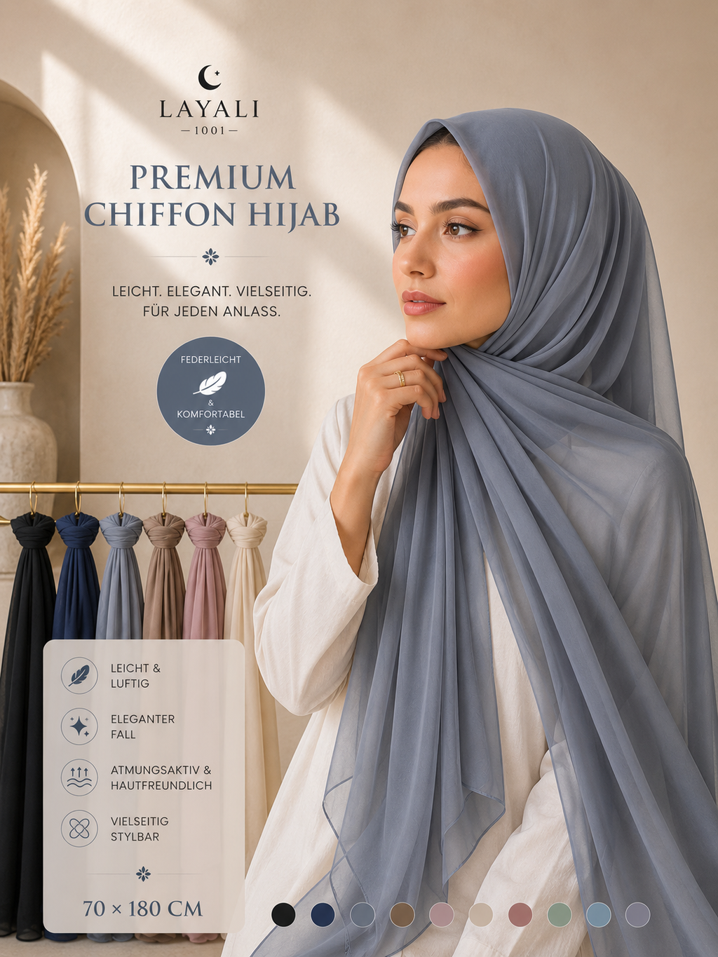 Layali Premium Chiffon Hijab – Elegant & Zeitlos