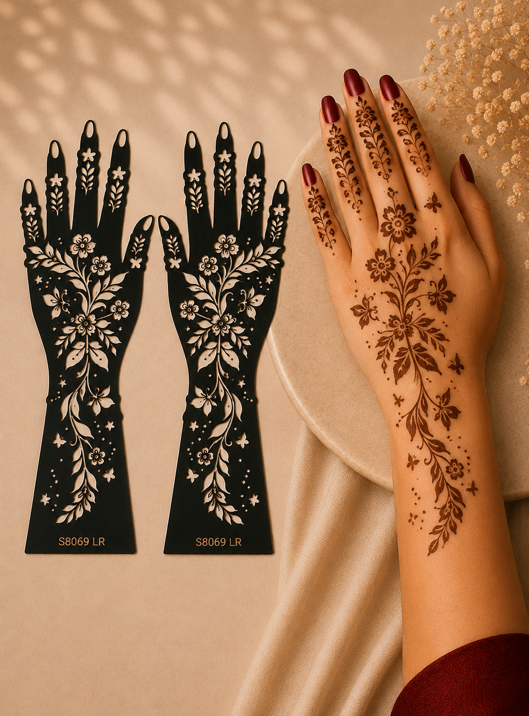 Layali Mehndi Henna Schablonen 1er– 2er Set für Hände & Körper