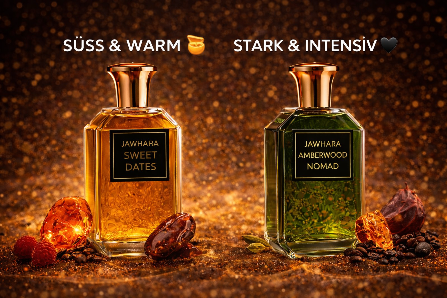 💎 JAWHARA Luxus Parfum 🌙 | Sweet Dates 🌴 Golden Nectar 🍯 Amberwood Nomad 🪵 | 100 ml Unisex Eau de Parfum
