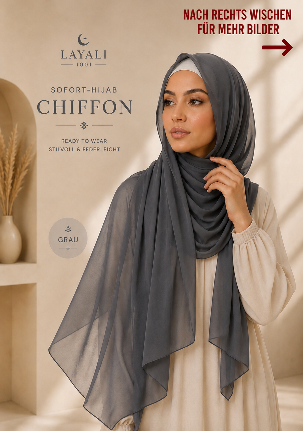 Layali Instant Chiffon Hijab – Leicht & Elegant