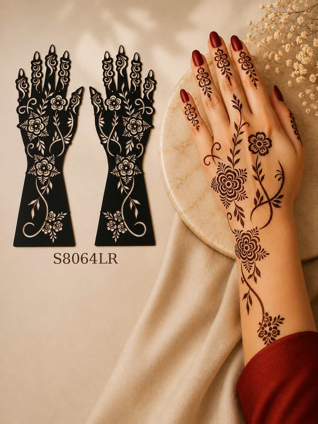 Layali Mehndi Henna Schablonen 1er– 2er Set für Hände & Körper