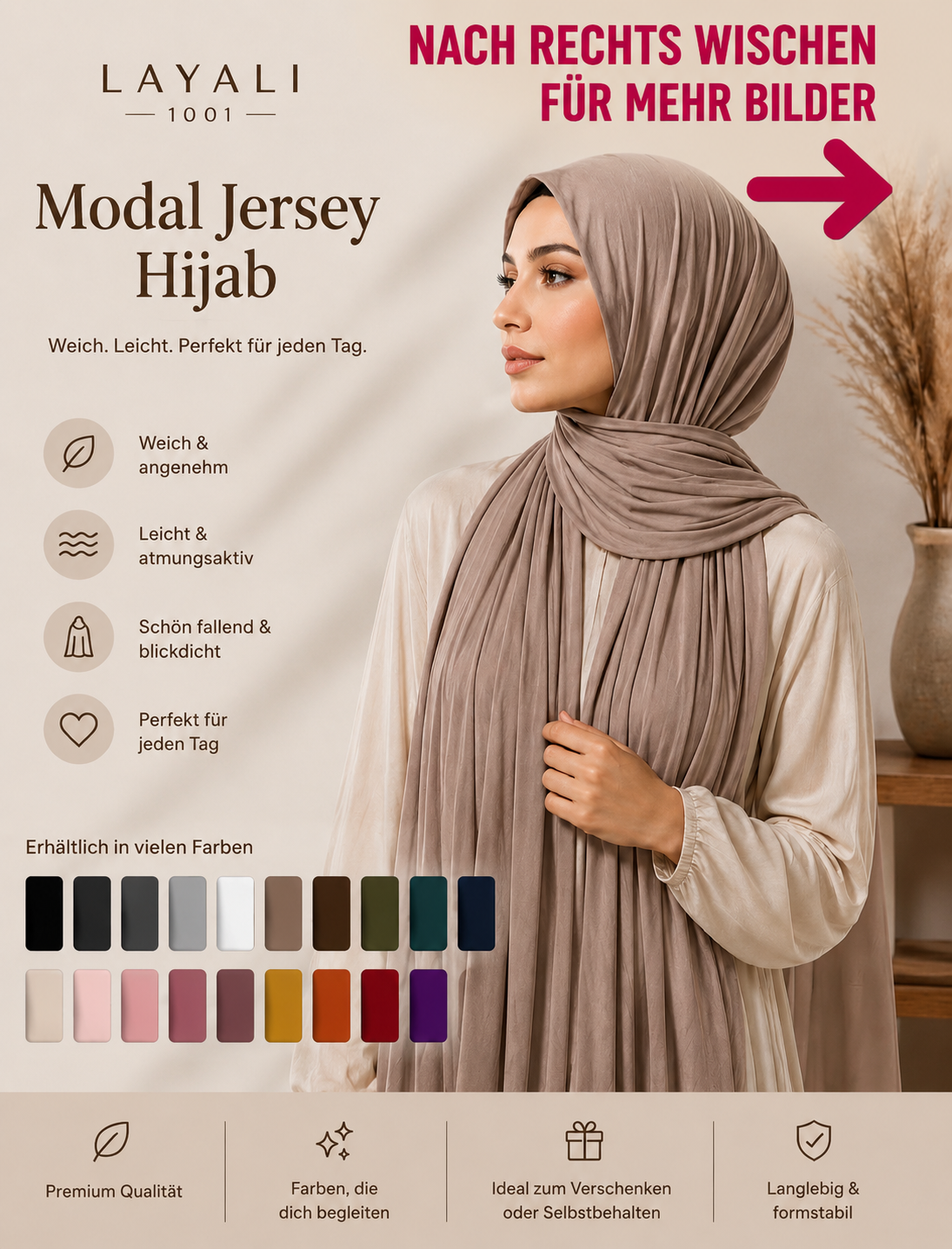 Layali Modal Jersey Hijab – Weich & Alltagstauglich