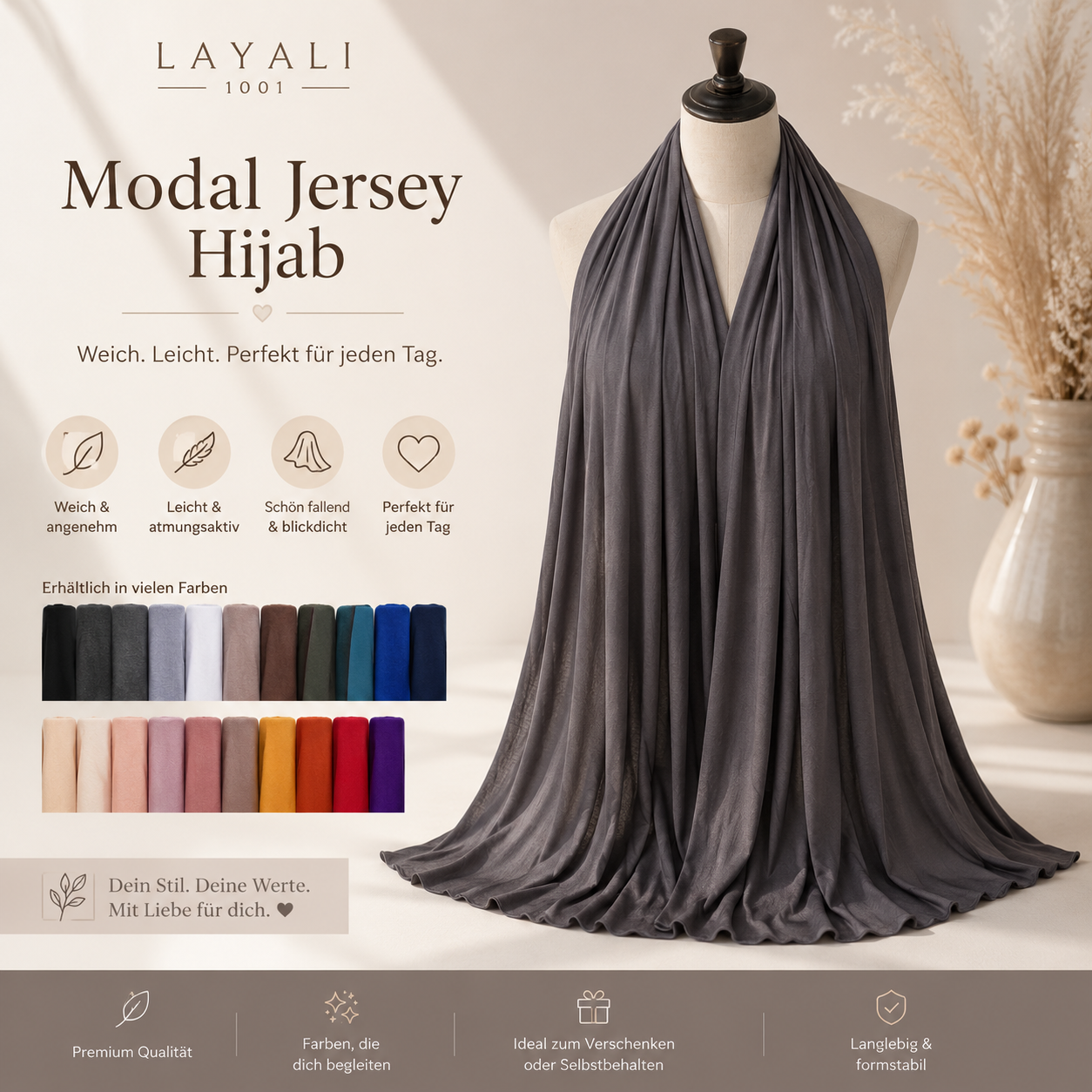 
🧕 Layali – Modal Jersey Hijab: Your Everyday Essential in Soft Quality quality