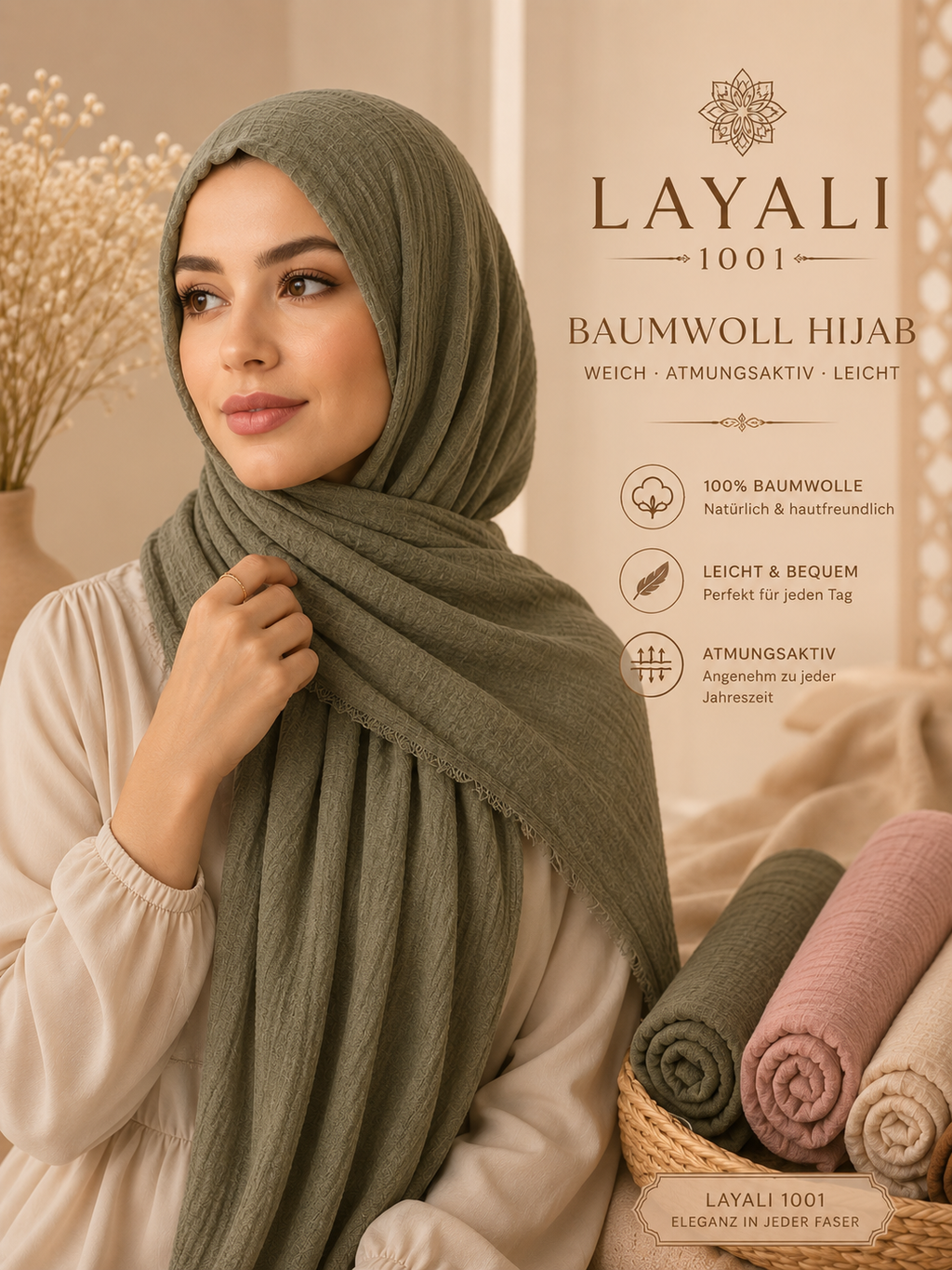 Layali Cotton Crinkle Hijab – Weich & Zeitlos