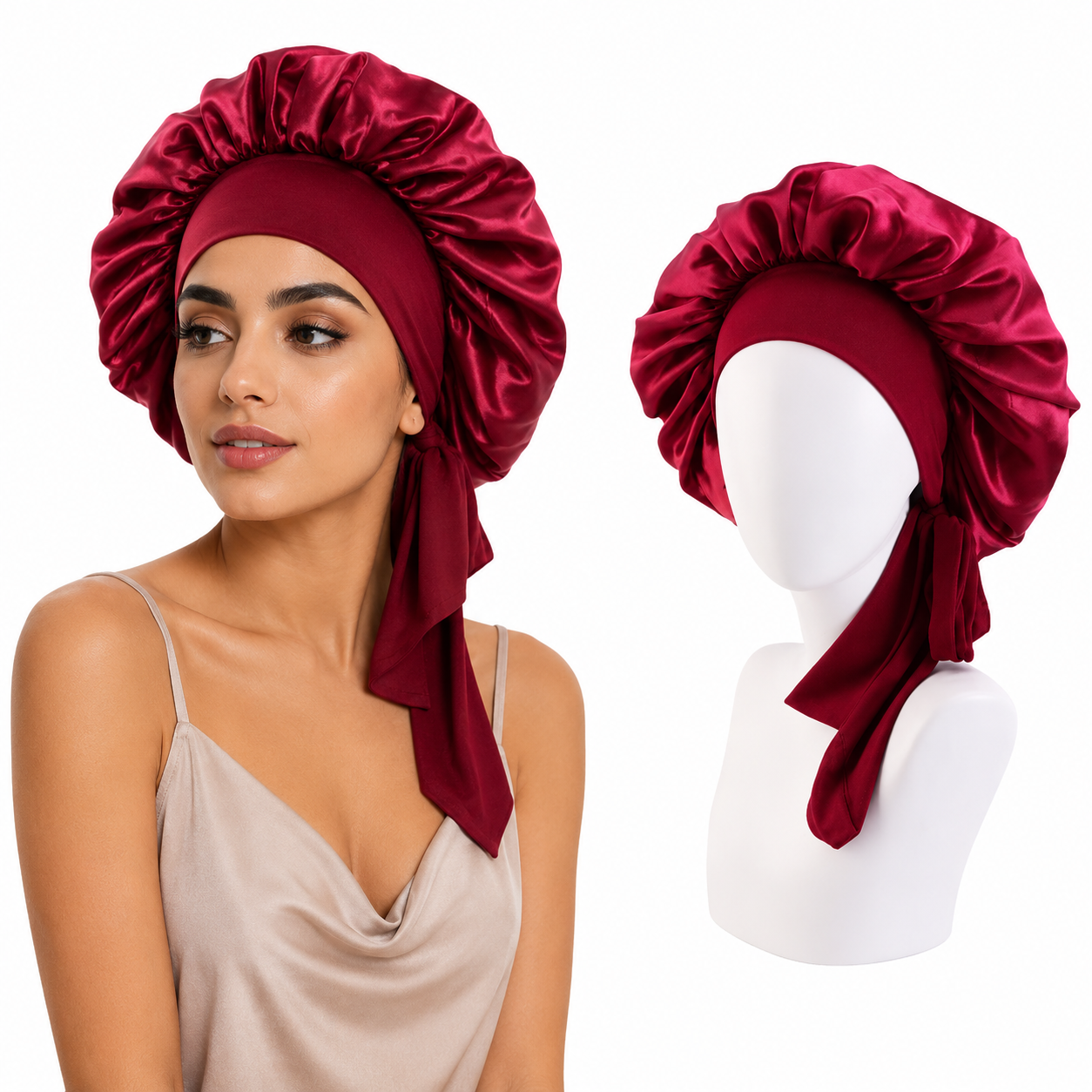Layali Satin Schlafhaube – Verstellbar & Elegant