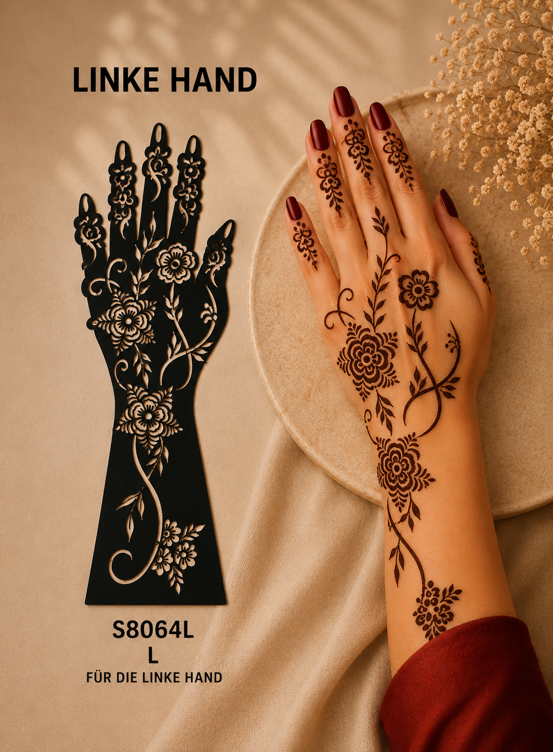 Layali Mehndi Henna Schablonen 1er– 2er Set für Hände & Körper