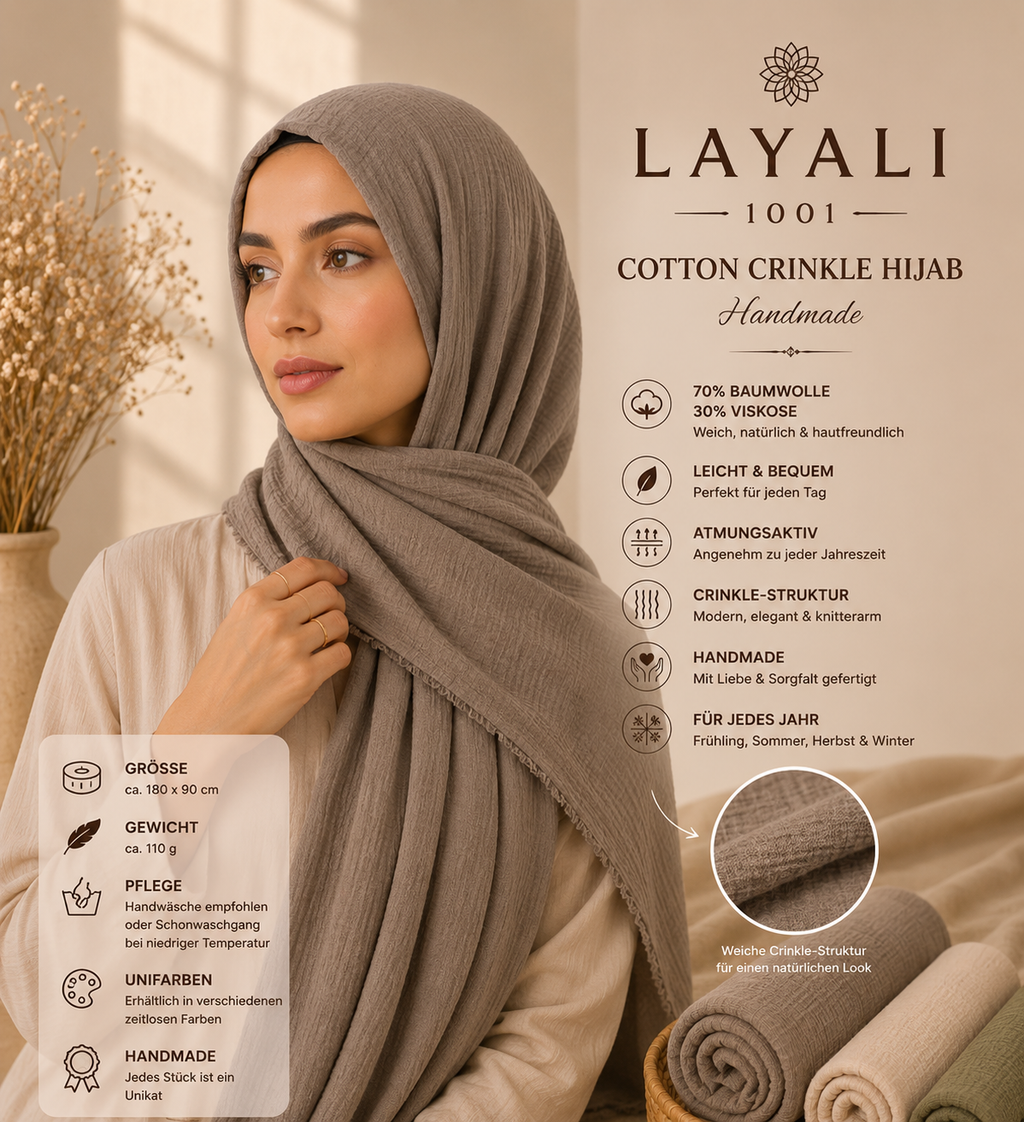 Layali Cotton Crinkle Hijab – Weich & Zeitlos