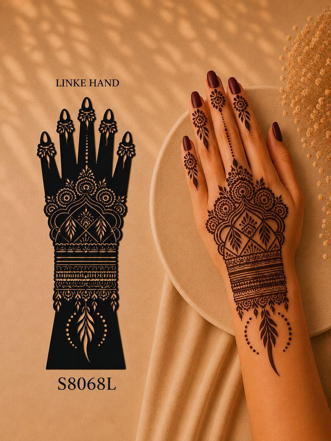 Layali Mehndi Henna Schablonen 1er– 2er Set für Hände & Körper