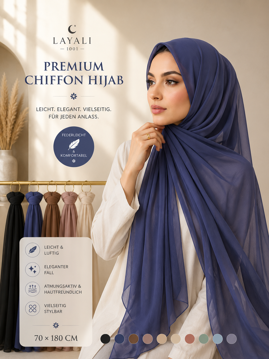 Layali Premium Chiffon Hijab – Elegant & Zeitlos