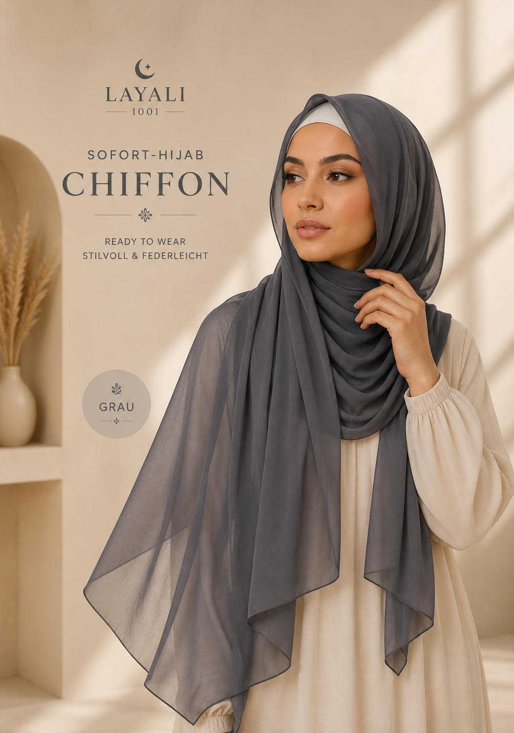 Layali – Ready-to-Wear Chiffon Hijab: Stylish, Lightweight & Effortless