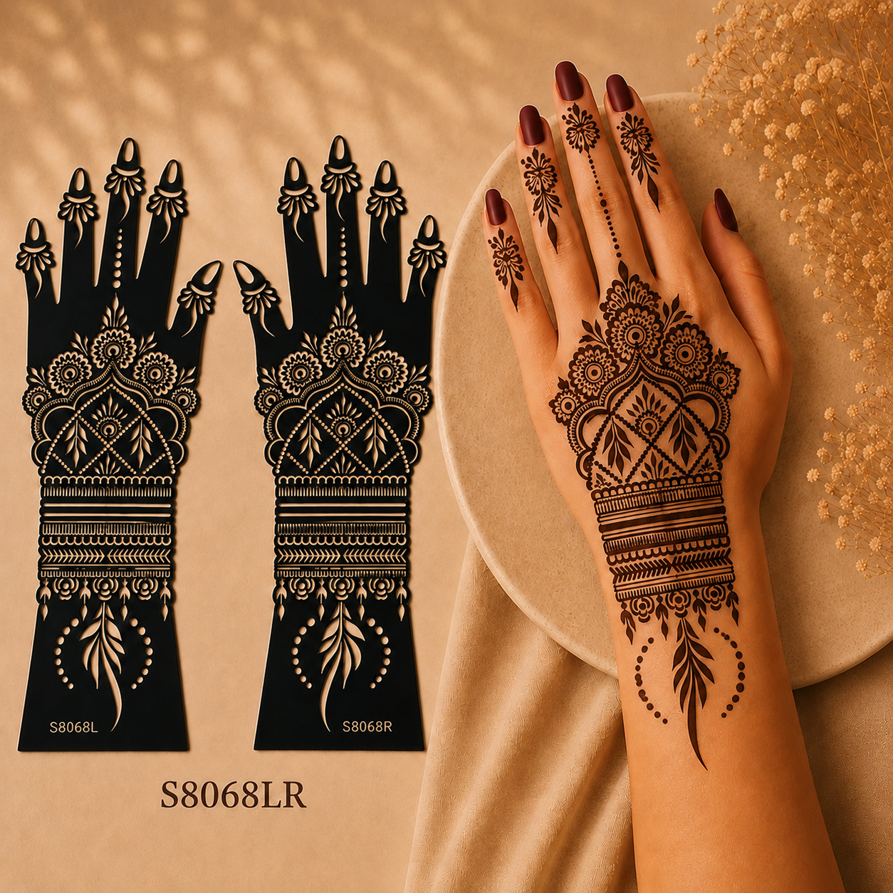 Layali Mehndi Henna Schablonen 1er– 2er Set für Hände & Körper