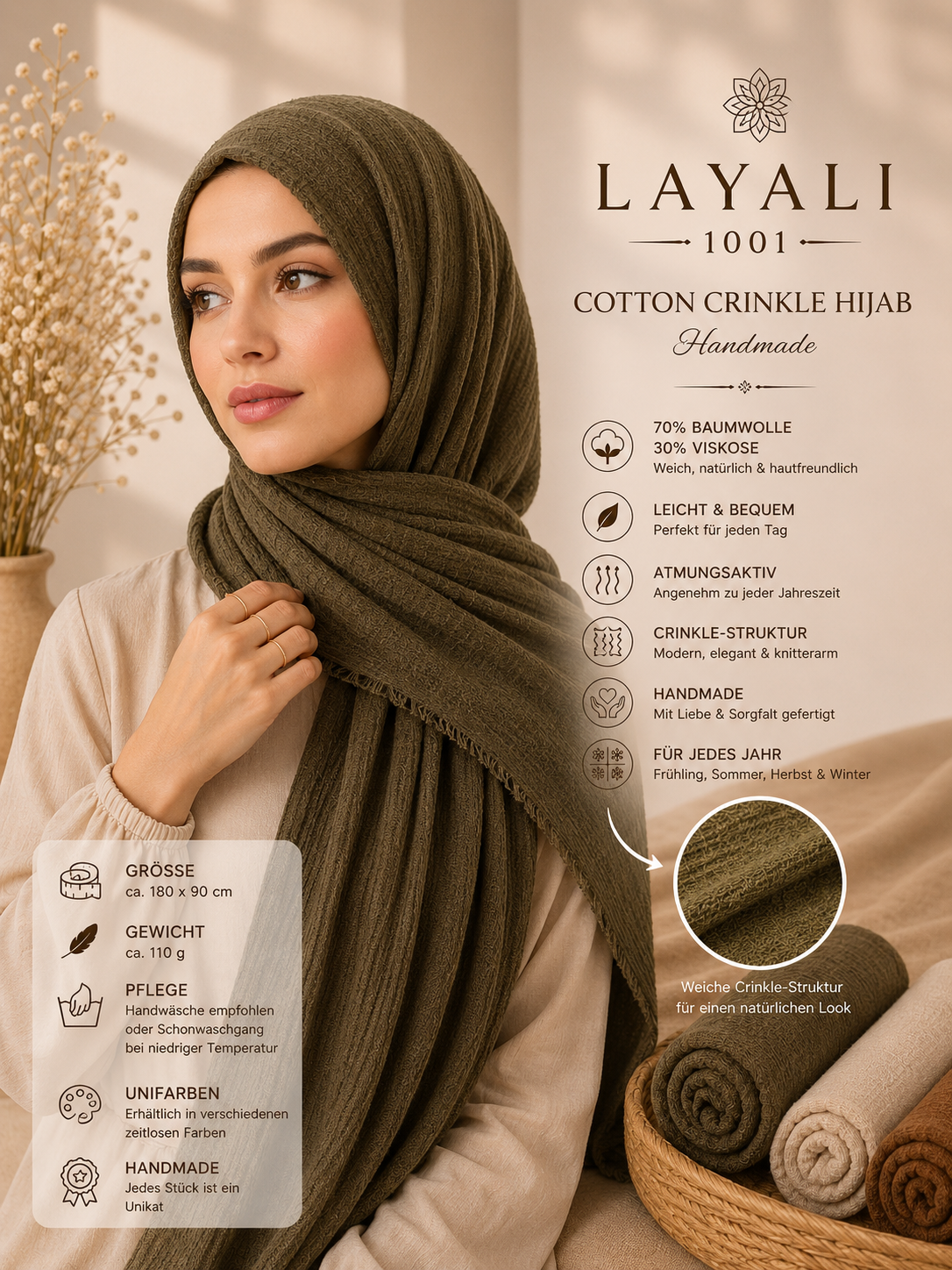 Layali Cotton Crinkle Hijab – Weich & Zeitlos