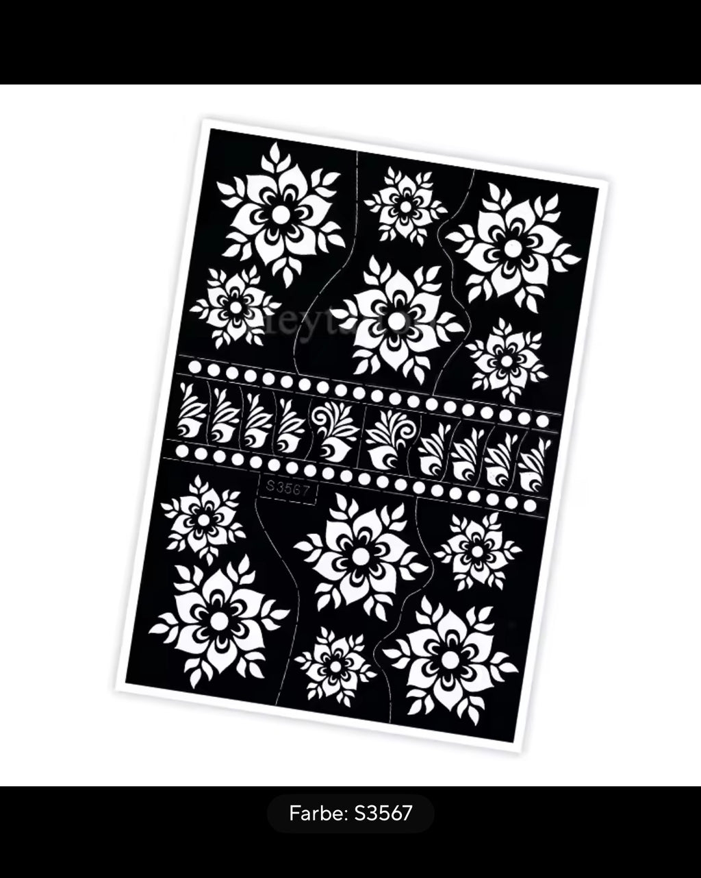 Layali Blumen-Henna Schablone – Waterproof Mehndi Design