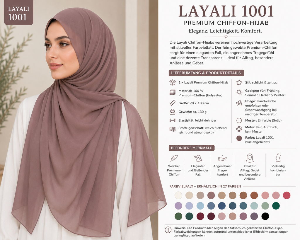 Layali Premium Chiffon Hijab – Elegant & Luftig