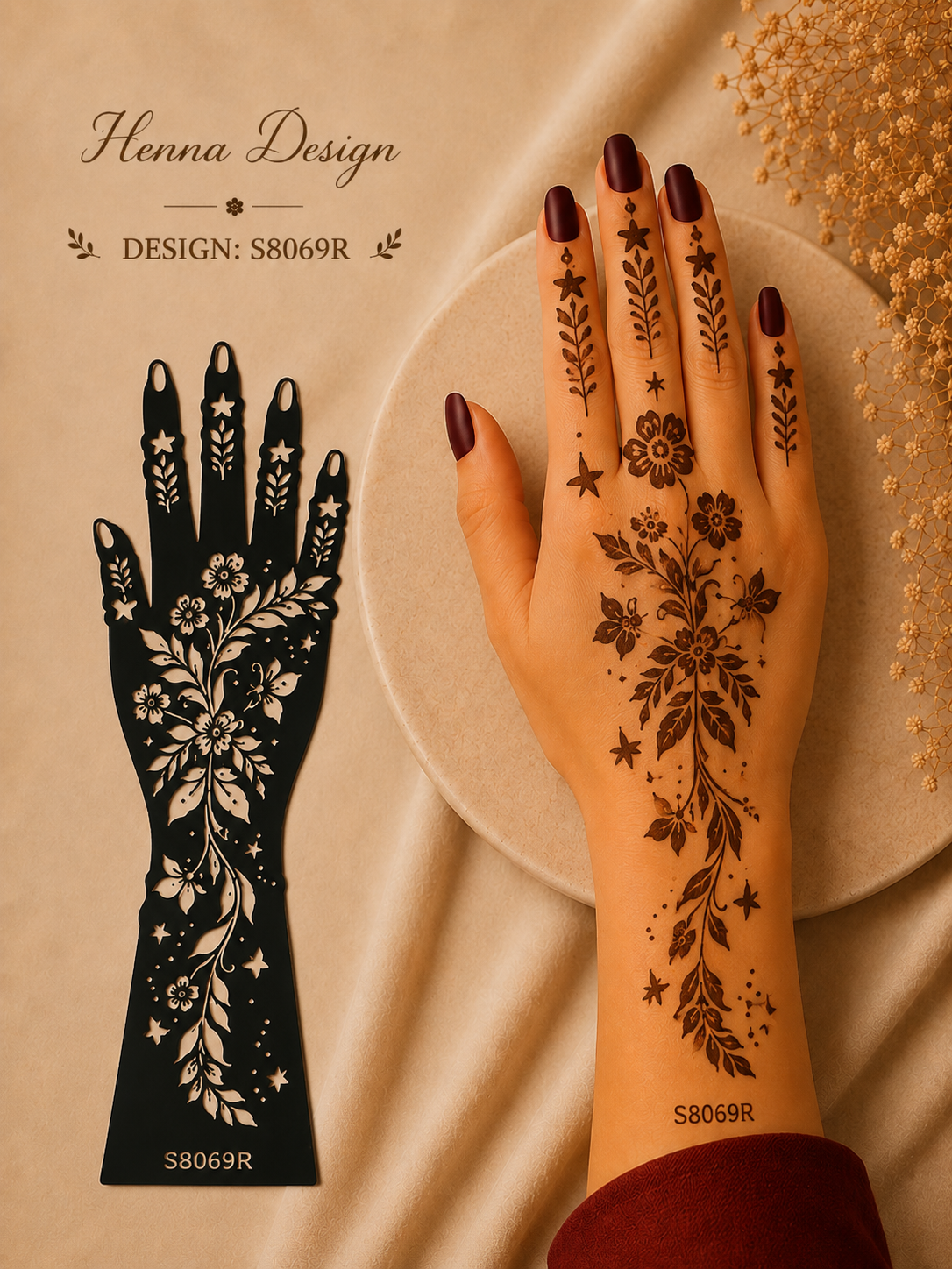 Layali Mehndi Henna Schablonen 1er– 2er Set für Hände & Körper