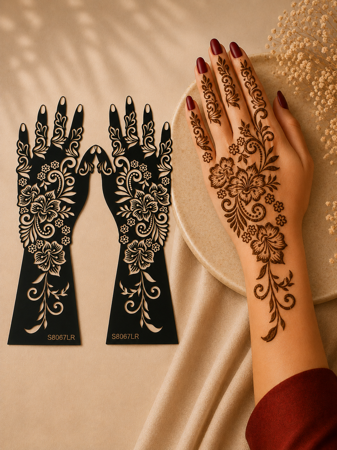 Layali Mehndi Henna Schablonen 1er– 2er Set für Hände & Körper
