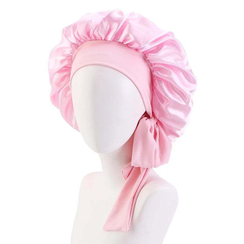 ✨ Verstellbare Damen Satin-Schlafmütze – Elastische Turban-Haube für die Nacht | 15 Farben | Haarpflege & Stil
