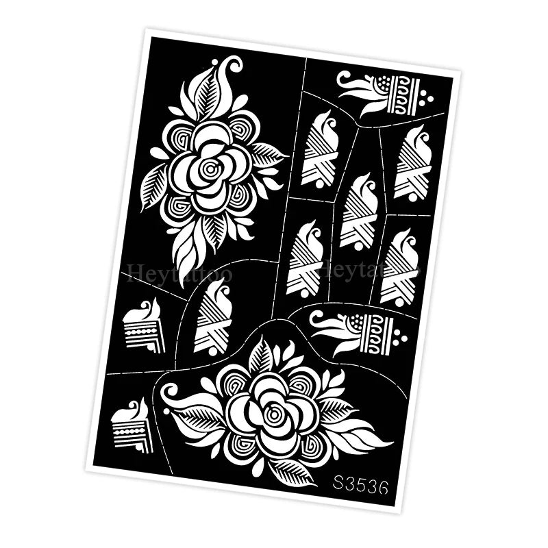 Waterproof Henna Stencil for Women Flower Mehndi Design Tattoo Stencil for Hand Foot Body Painting Tattoo Template Tatoo Tools