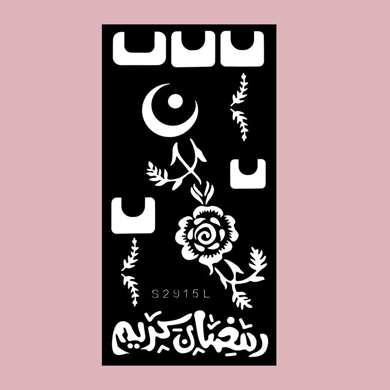 🌙 Layali Henna-Schablone „Moon Flower“ – Ramadan-Edition für Hände & Körperkunst ✨