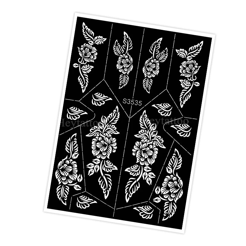 Waterproof Henna Stencil for Women Flower Mehndi Design Tattoo Stencil for Hand Foot Body Painting Tattoo Template Tatoo Tools