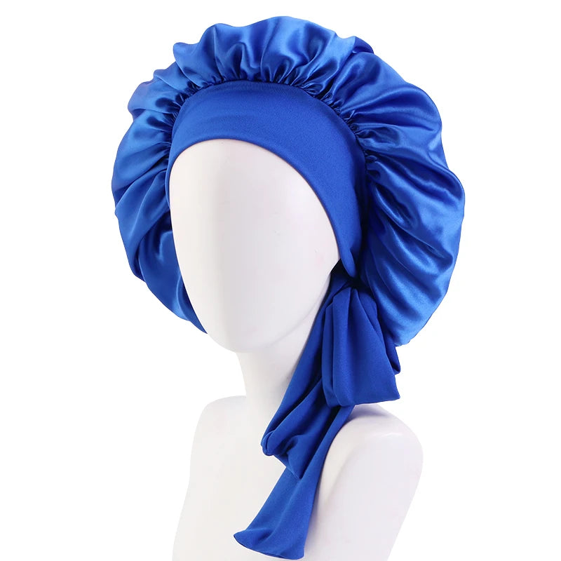 ✨ Verstellbare Damen Satin-Schlafmütze – Elastische Turban-Haube für die Nacht | 15 Farben | Haarpflege & Stil