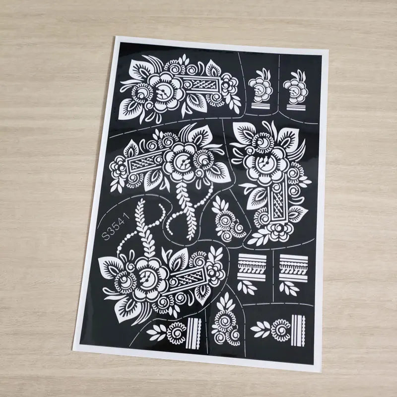 🌺 1Pc Hollow Henna Tattoo Template Reusable Flower Tattoo Stencil for Women Hand Body Art Henna Tattoo Tools
