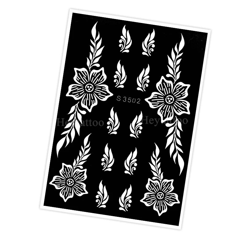 Waterproof Henna Stencil for Women Flower Mehndi Design Tattoo Stencil for Hand Foot Body Painting Tattoo Template Tatoo Tools