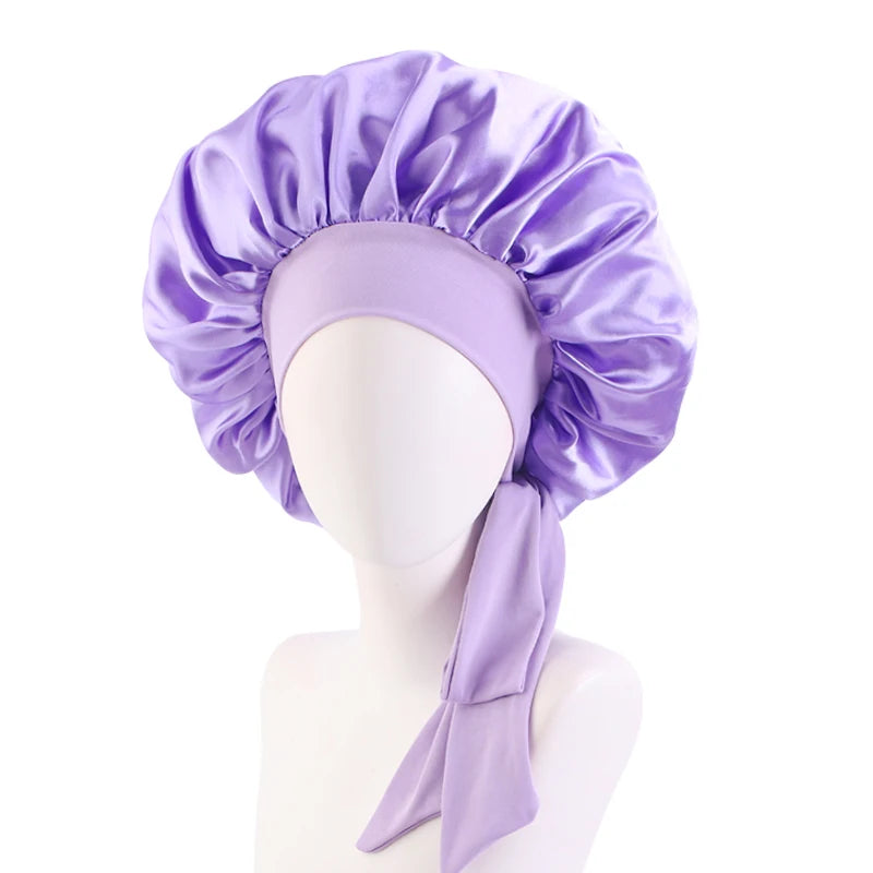 ✨ Verstellbare Damen Satin-Schlafmütze – Elastische Turban-Haube für die Nacht | 15 Farben | Haarpflege & Stil