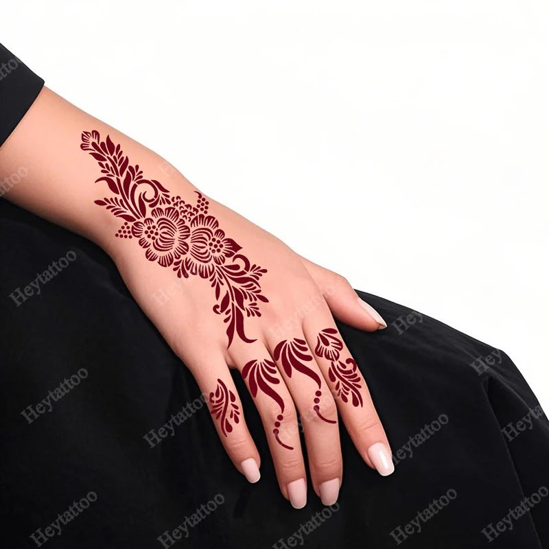 Waterproof Henna Stencil for Women Flower Mehndi Design Tattoo Stencil for Hand Foot Body Painting Tattoo Template Tatoo Tools