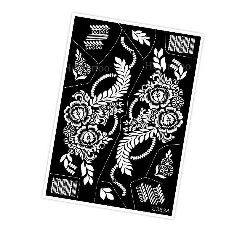Waterproof Henna Stencil for Women Flower Mehndi Design Tattoo Stencil for Hand Foot Body Painting Tattoo Template Tatoo Tools