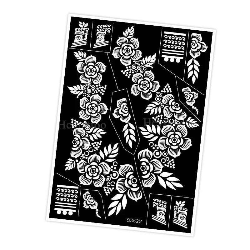 Waterproof Henna Stencil for Women Flower Mehndi Design Tattoo Stencil for Hand Foot Body Painting Tattoo Template Tatoo Tools