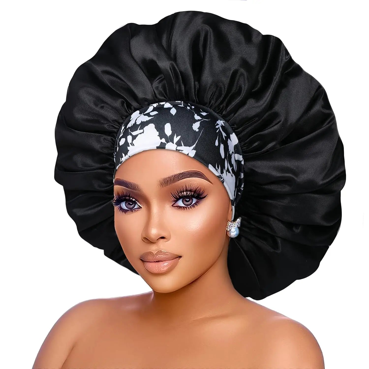 ✨ Damen Satin Schlafhaube – Atmungsaktive Seiden-Bonnet, Breites Elastikband, Komfortabel & Schonend für Haare