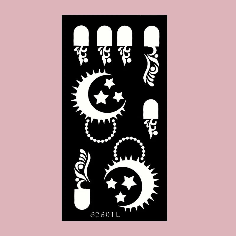 🌙 Layali Henna-Schablone „Moon Flower“ – Ramadan-Edition für Hände & Körperkunst ✨