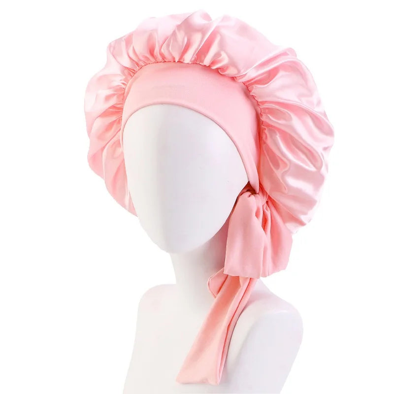 ✨ Verstellbare Damen Satin-Schlafmütze – Elastische Turban-Haube für die Nacht | 15 Farben | Haarpflege & Stil