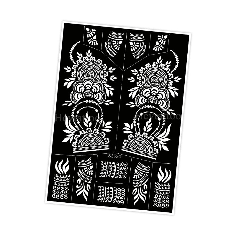 Waterproof Henna Stencil for Women Flower Mehndi Design Tattoo Stencil for Hand Foot Body Painting Tattoo Template Tatoo Tools