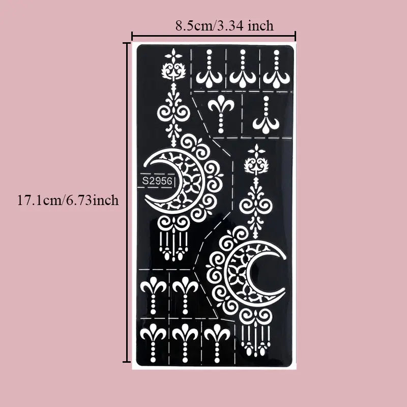🌙 Layali Henna-Schablone „Moon Flower“ – Ramadan-Edition für Hände & Körperkunst ✨