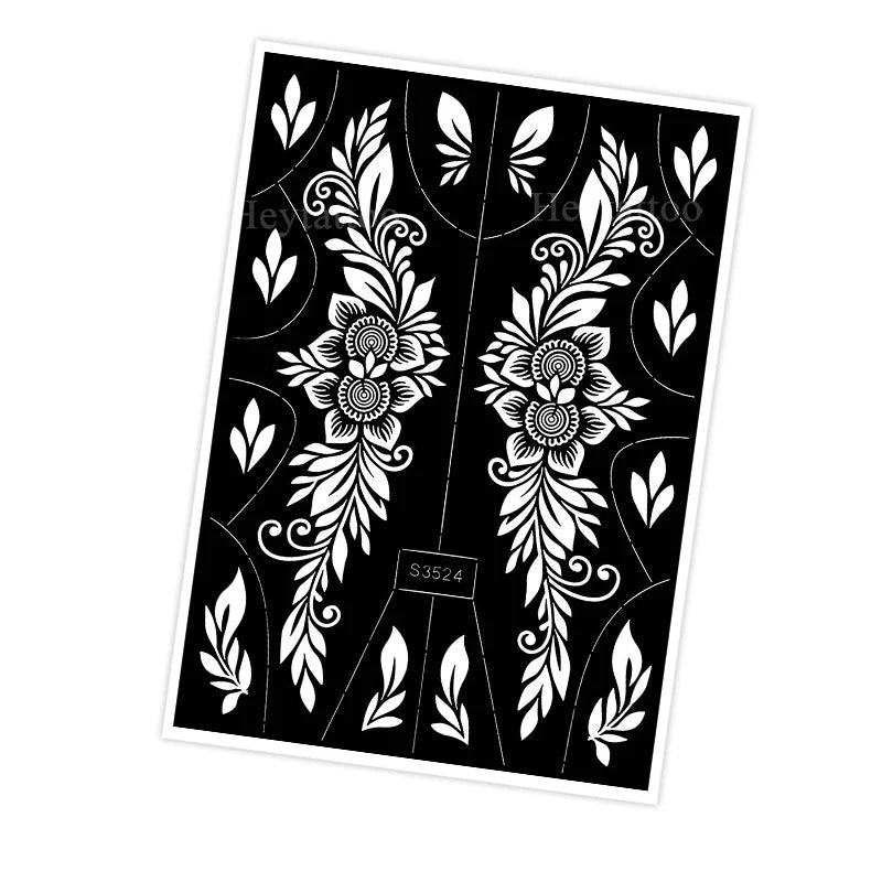 Waterproof Henna Stencil for Women Flower Mehndi Design Tattoo Stencil for Hand Foot Body Painting Tattoo Template Tatoo Tools