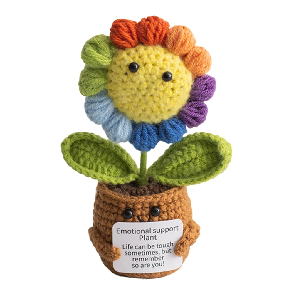 🌻 Handgemachtes Häkel-Sonnenblumen-Ornament mit Motivationskarte – „Life can be tough, but remember you are tougher!“