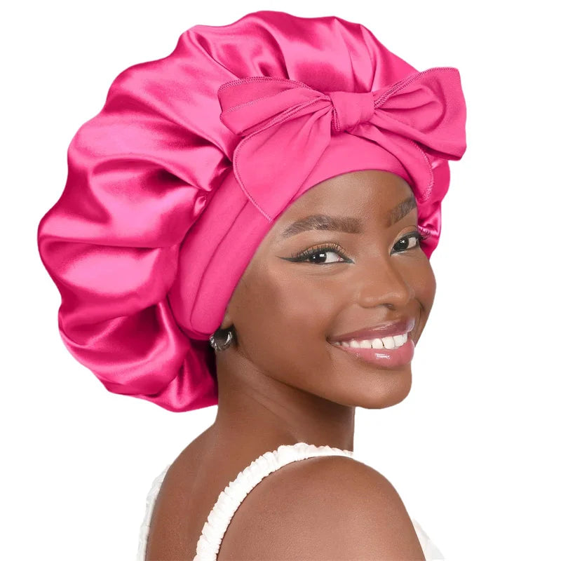 🛍 Satin Schlafhaube mit Band – Verstellbare Seidenhaube für Damen &amp; Herren | Haar-Schutz für die Nacht