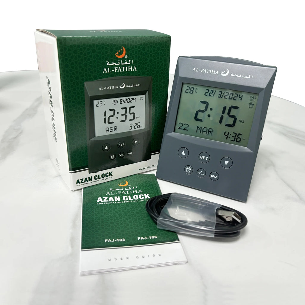 Layali – Digitale Azan Tischuhr mit LED-Display und weltweitem Gebetszeiten-Reminder