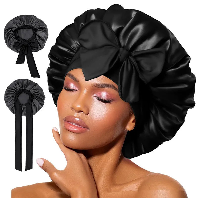 🛍 Satin Schlafhaube mit Band – Verstellbare Seidenhaube für Damen &amp; Herren | Haar-Schutz für die Nacht